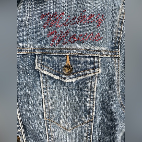 Disney Store Mickey Mouse Vintage Painted Rhinestone Denim Jacket Large 14/16 - Picture 6 of 8